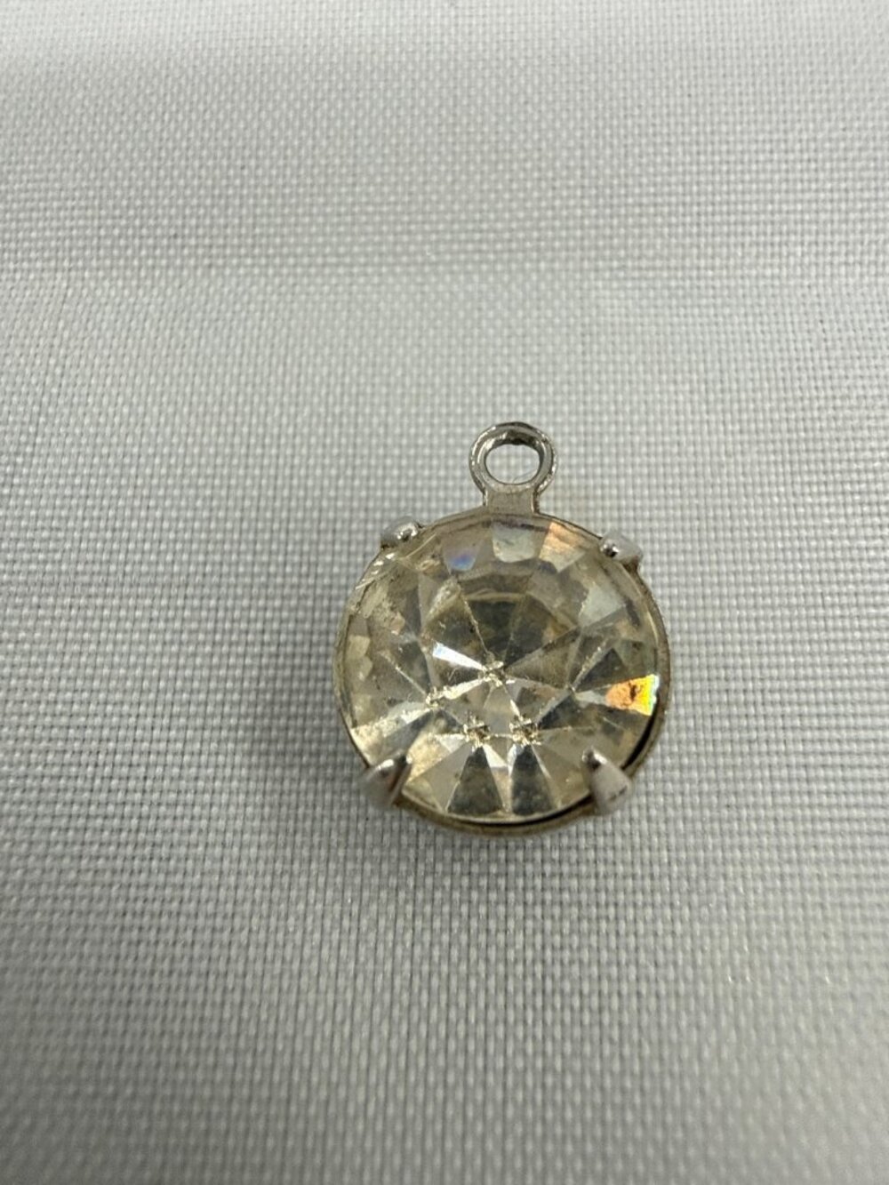 Vintage Y2K Sparkly Clear Rhinestone Choker Charm Pendant Minimalist Core